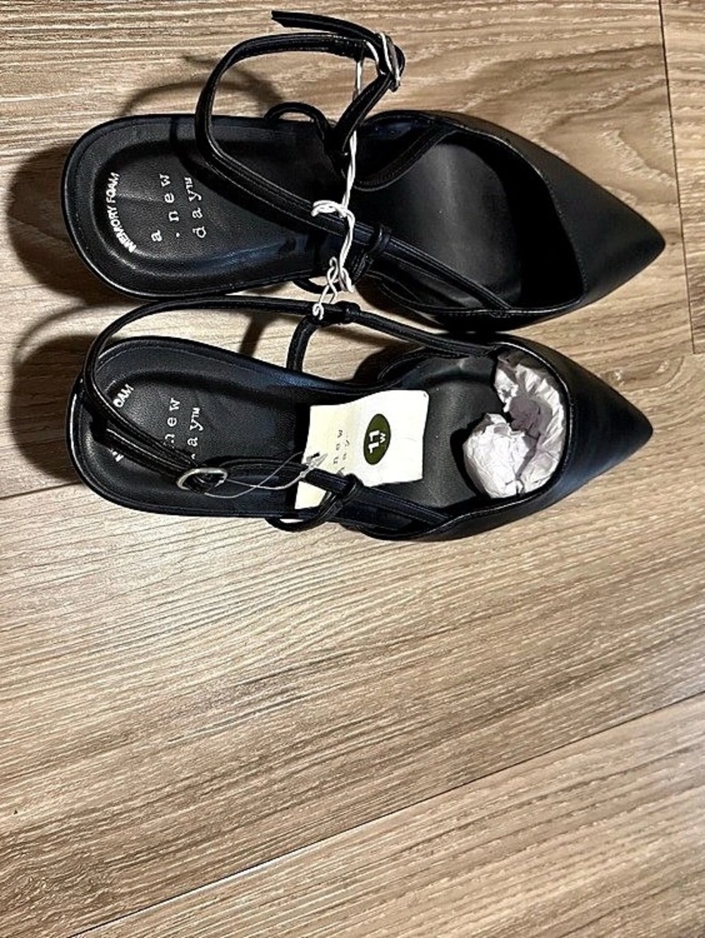 MANGO Black Pointed-Toe Slingback Heels NWT